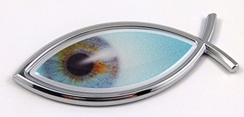 Jesus Fish with Eye Flag Car Bike Auto Chrome Emblem Decal Sticker Christian