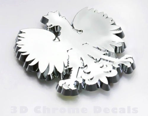 Poland Polish Polski Eagle Chrome Decal Sticker Label 1.8"
