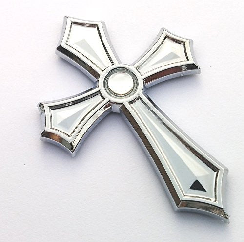 Christian Cross Jesus Cross car auto bike chrome emblem decal sticker SILVER dot