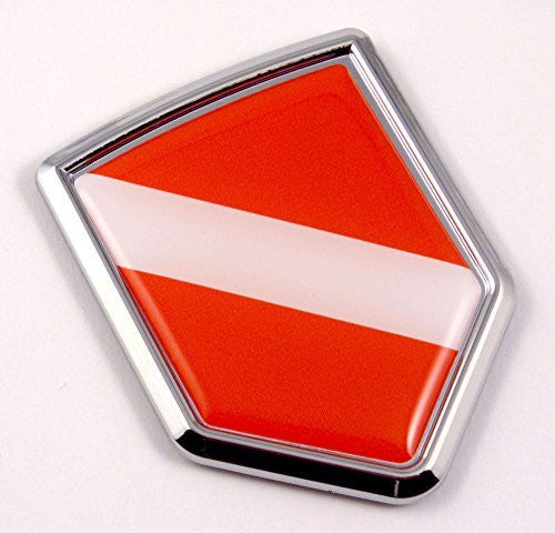 Car Chrome Decals CBSHD-DIVE Dive Flag Diver Scuba Diving Car Chrome Emblem 3D Decal Sticker