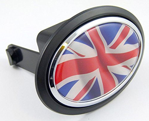 Great Britain Union Jack Flag Hitch Cover 2" receiver black with chrome & dome
