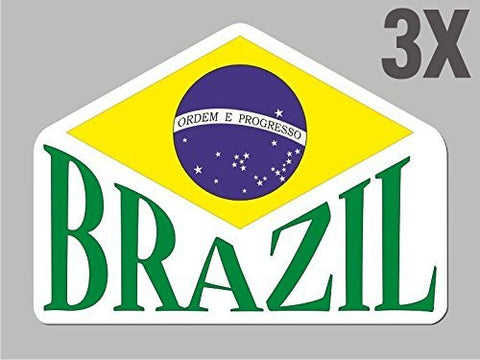 3 Brazil Brazilian shapes stickers flag decal bumper car bike emblem vinyl CN004
