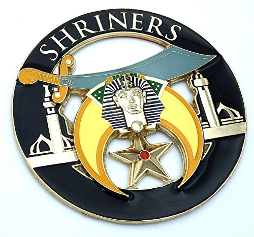 Shriners Masons Masonic 3" Metal Gold Plated Black car Emblem Decal MAS11-BLK