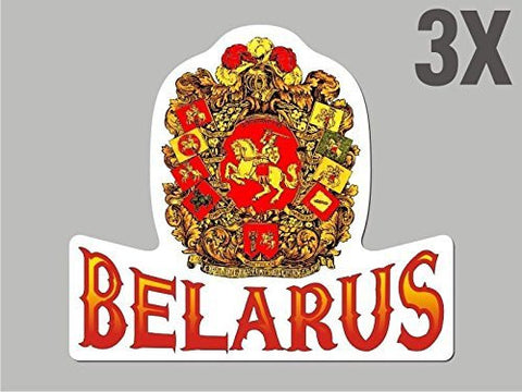 3 Belarus Belorussian shaped stickers flag crest decal car bike emblem CN043