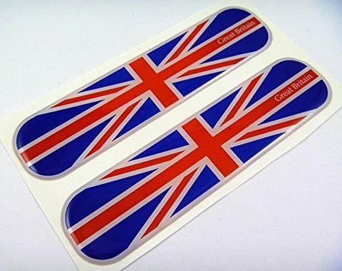 Great Britain Flag Domed Decal Emblem Chrome Car Flexible Sticker 5" Set of 2