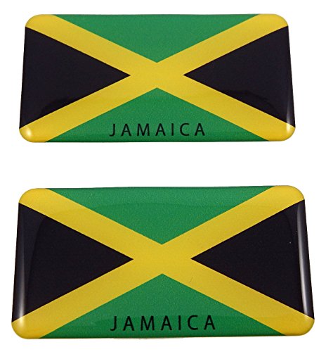 Jamaica Flag Domed Decal 3D Sticker Emblem 2.6" Set of 2 Decals