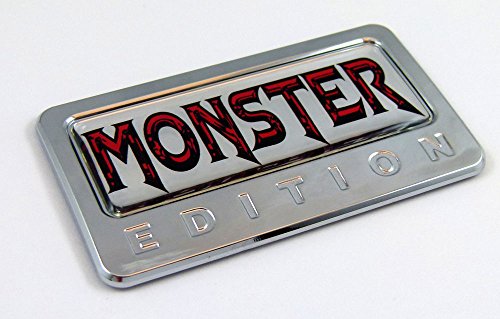Monster Edition Chrome Emblem with Domed Decal Car Auto Bike Badge Motorcycle