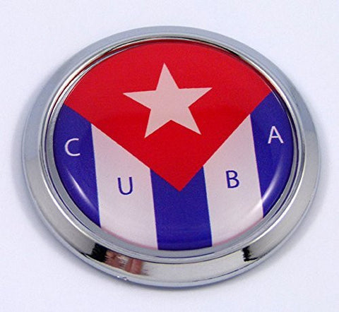 Cuba Cuban Round Flag Car Chrome Decal Emblem bumper Sticker bezel badge