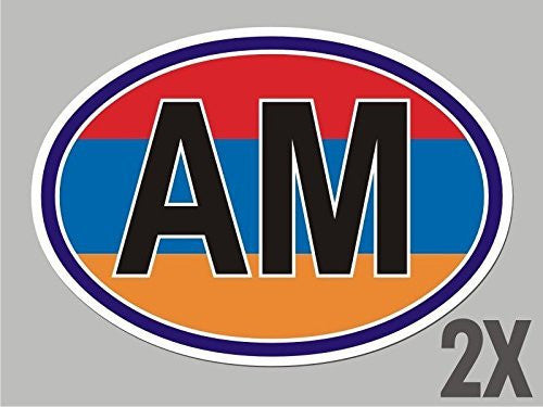 2 Armenia AM OVAL stickers flag decal bumper car bike laptop window door CL003