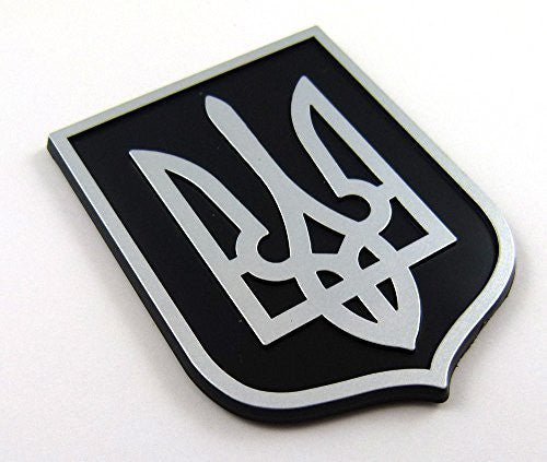 Ukraine Trident Tryzub Black Silver plastic car emblem decal sticker crest UBS