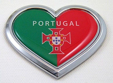 Car Chrome Decals CBHRT170 Portugal HEART Flag Chrome Emblem Car Decal Sticker Badge Bumper Portuguese