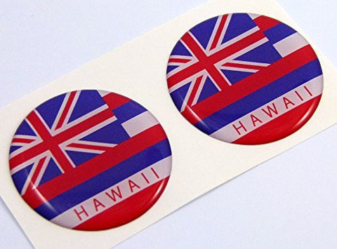 Hawaii flag Round domed decal 2 emblem Car bike stickers 1.45" PAIR