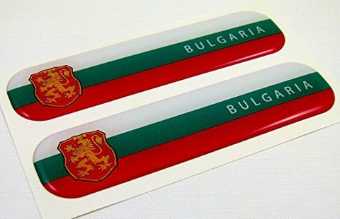 Bulgaria Flag Domed Decal Emblem Car Flexible Resin Sticker 5" Set of 2