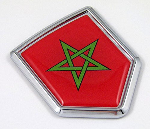 Morocco Moroccan flag Chrome Emblem with domed Car Decal Sticker Bike crest