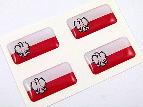 Poland mini domed decals set 4 emblems Polish Polska Car bike boat... stickers