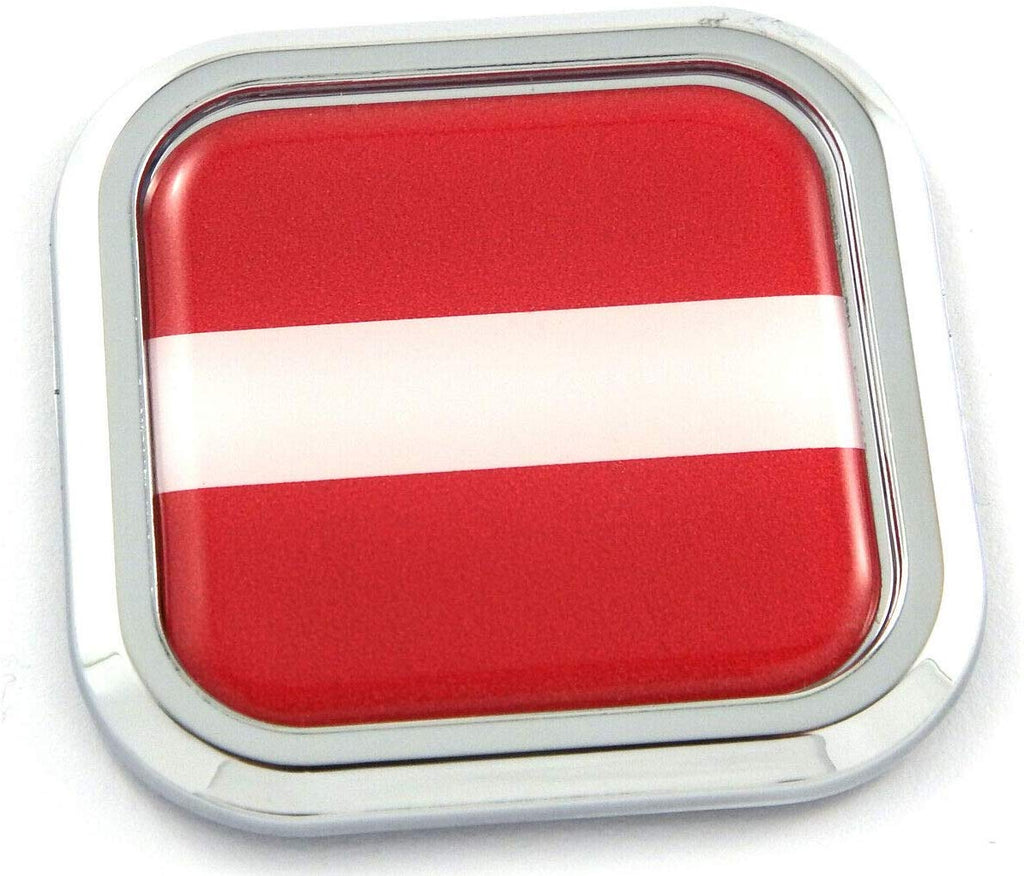 Latvia Flag Square Chrome rim Emblem Car 3D Decal Badge Hood Bumper sticker 2"