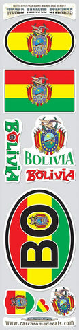 Bolivia 9 Stickers Set Flag Decal Bumper stiker car Bike Laptop