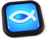 Jesus Fish Christian Square Black rim Emblem Car 3D Decal Badge Bumper 2"