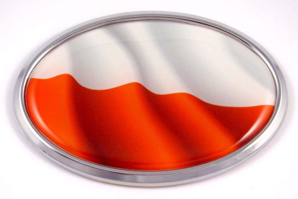 Poland Polski Polish Flag Oval Car Chrome Emblem Decal Bumper Sticker