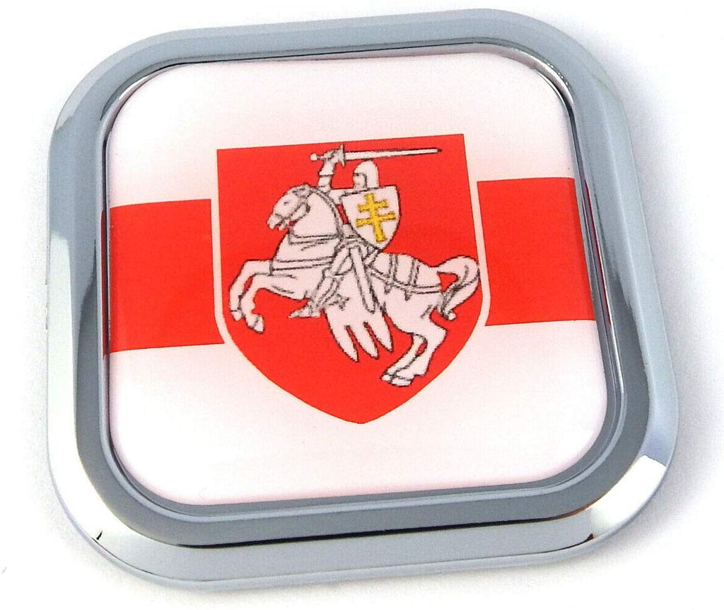 Belarus Flag Square Chrome rim Emblem Car 3D Decal Badge Bumper Hood sticker 2"