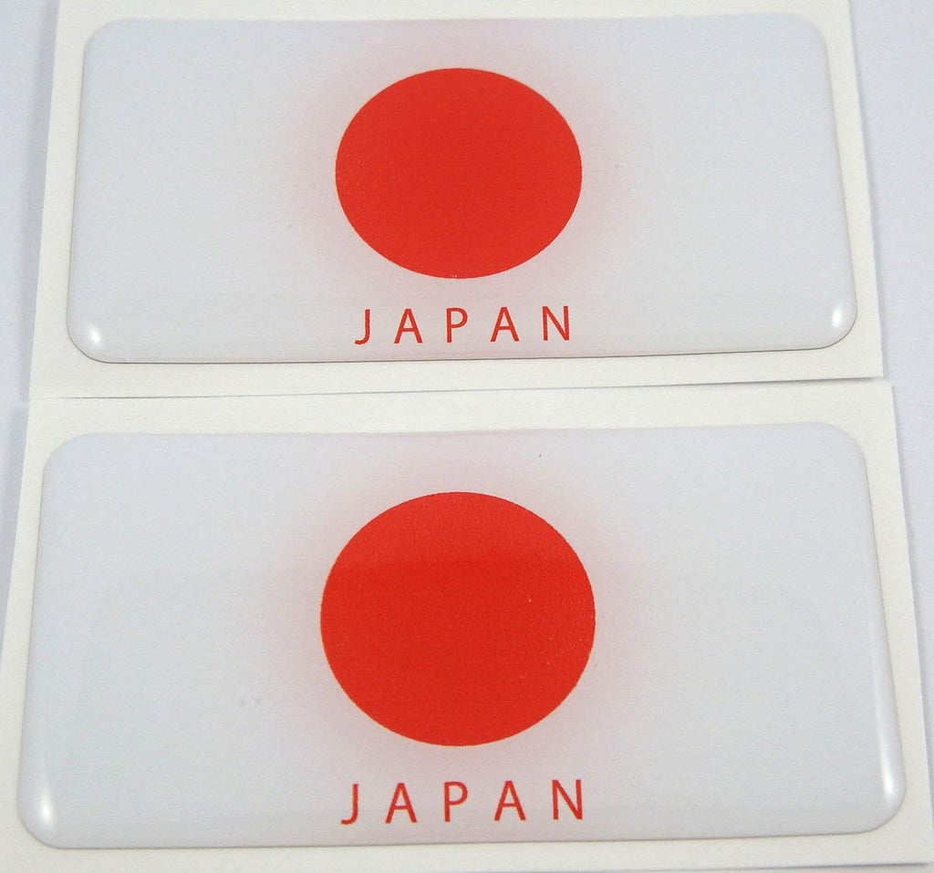 Japan Japanese Flag Domed Decal 3D Sticker Emblem 2.6" Set of 2 Decals