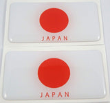 Japan Japanese Flag Domed Decal 3D Sticker Emblem 2.6" Set of 2 Decals