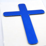 Jesus Cross Blue Decal Emblem 3D Sticker car Bike auto 2"x3"