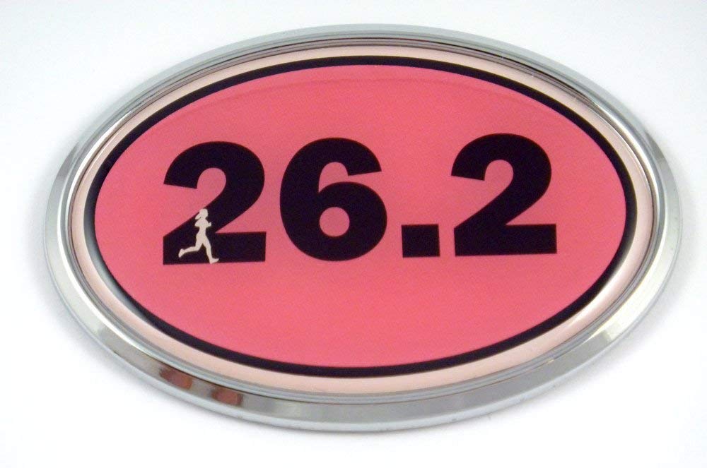 26.2 Marathon Runner Emblem Chrome car Decal Pink auto Dome Sticker Woman Sport