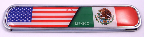 USA/Mexico Flag Chrome Emblem 3D auto Decal Sticker car Bike Boat 5.3"