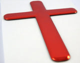 Jesus Cross RED Decal Emblem 3D Sticker car Bike auto 2"x3"