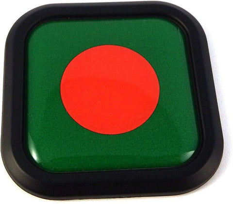 Bangladesh Flag Square Black rim Emblem Car 3D Decal Badge Bumper sticker 2"