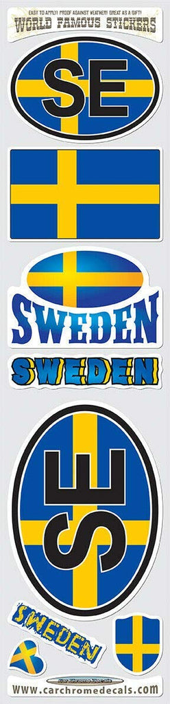 Sweden 8 Stickers Set Swedish Flag Decal Bumper stiker car Bike Laptop