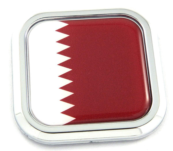 Qatar Flag Square Chrome rim Emblem Car 3D Decal Badge Hood Bumper sti