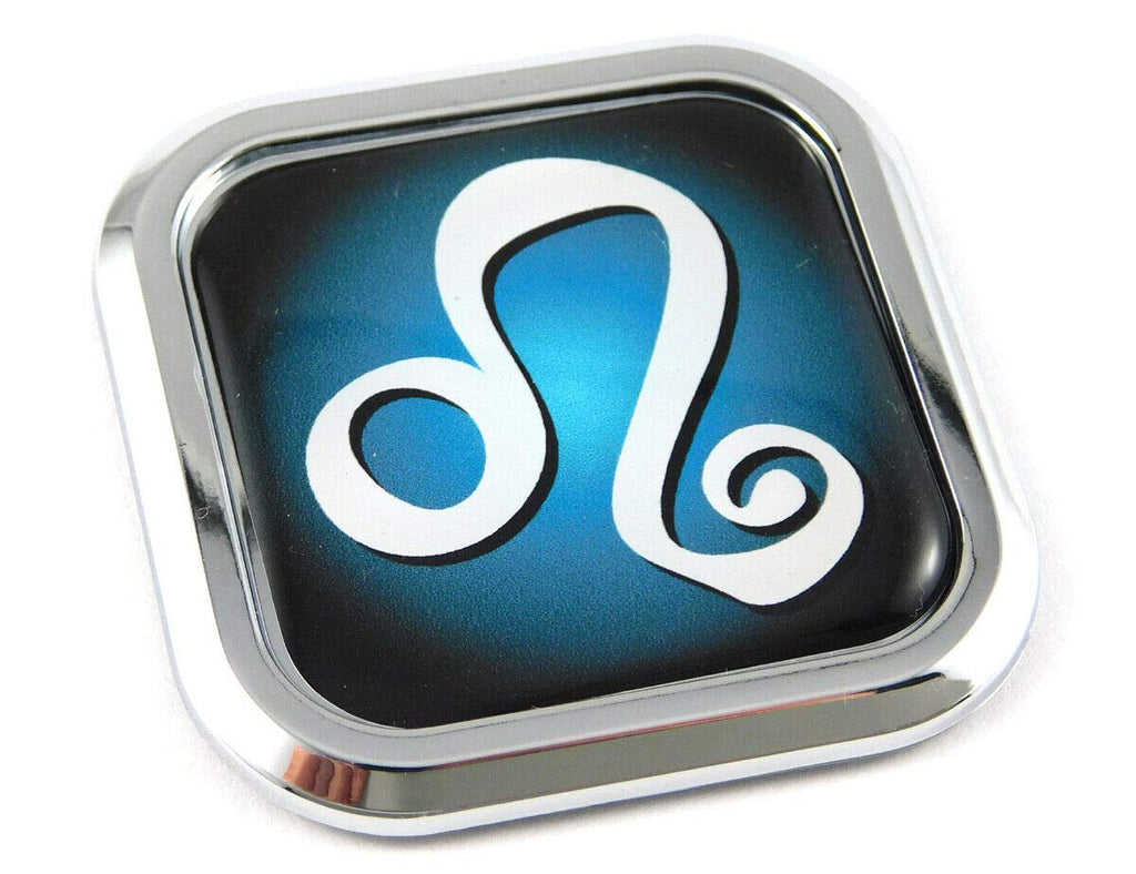 Leo Zodiac Square Chrome rim Emblem Car 3D Decal Badge Bumper sticker 2"