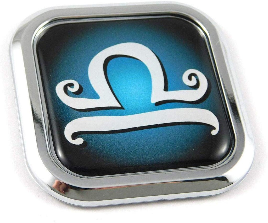 Libra Zodiac Square Chrome rim Emblem Car 3D Decal Badge Bumper sticker 2"