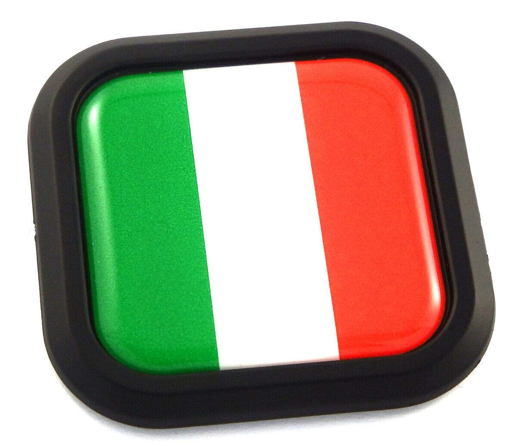 Italy Italia Flag Square Black rim Emblem Car 3D Decal Badge Bumper sticker 2"