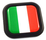 Italy Italia Flag Square Black rim Emblem Car 3D Decal Badge Bumper sticker 2"