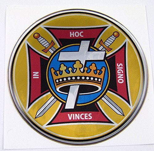 Knights Templar Masonic Emblem domed decal on chrome Bike Motorcycle Car 62mm