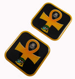 Akhn Egypt Simbol Square Domed Decal Emblem car Biker Gel Stickers 1.5" 2pc.