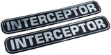 Interceptor, Police, Domed Decal Emblem Chrome car Biker Stickers 5"x 0.82" 2pc.