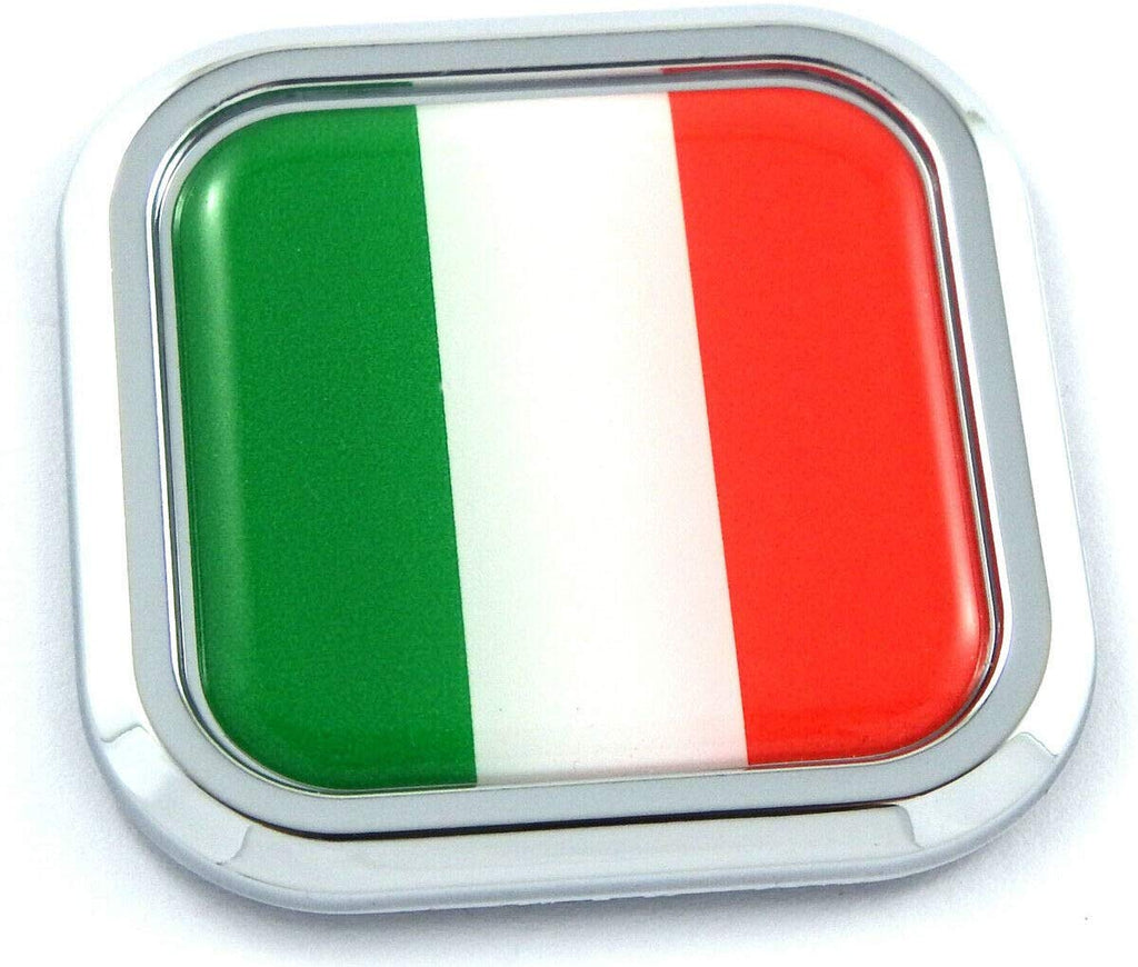 Italy Italia Flag Square Chrome rim Emblem Car 3D Decal Badge Bumper sticker 2"