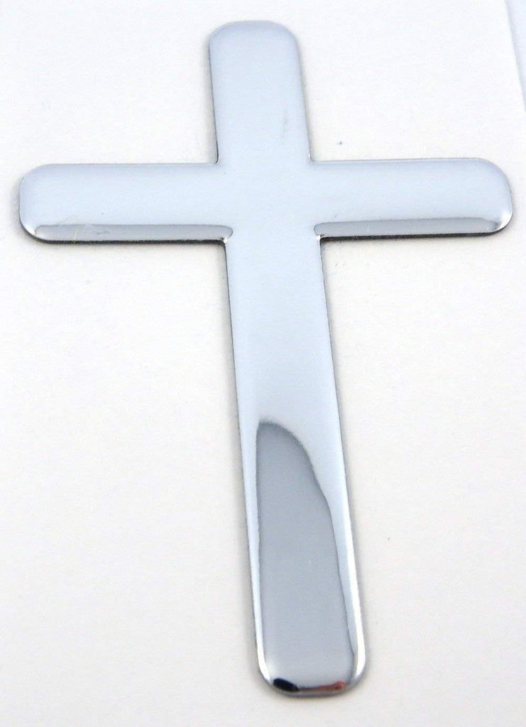 Jesus Cross Chrome Finish Decal Emblem 3D Sticker car Bike auto 2"x3"
