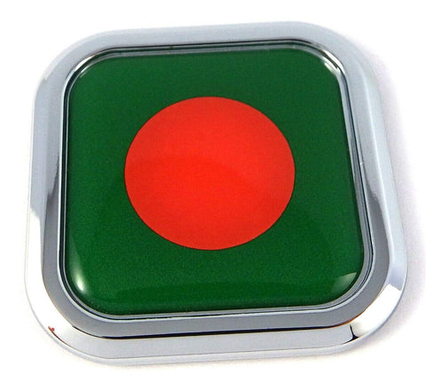 Bangladesh Flag Square Chrome rim Emblem Car 3D Decal Badge Bumper sticker 2"