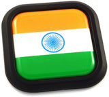India Flag Square Black rim Emblem Car 3D Decal Badge Hood Bumper sticker 2"