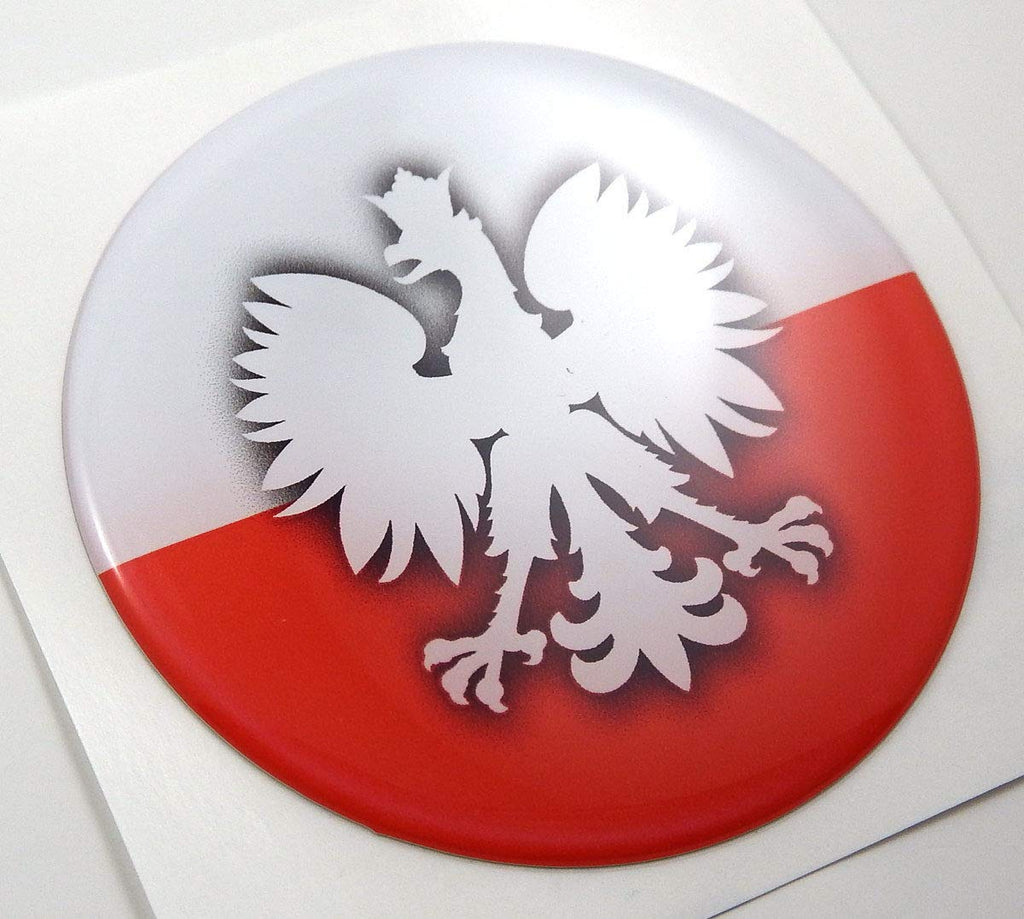 Poland Polska Polish Round Domed Decal Emblem Car Bike 3D Sticker 2.44"