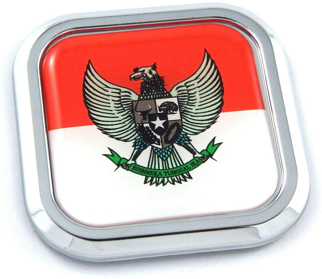 Indonesia Flag Square Chrome rim Emblem Car 3D Decal Badge Hood Bumper sticker2"