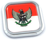 Indonesia Flag Square Chrome rim Emblem Car 3D Decal Badge Hood Bumper sticker2"