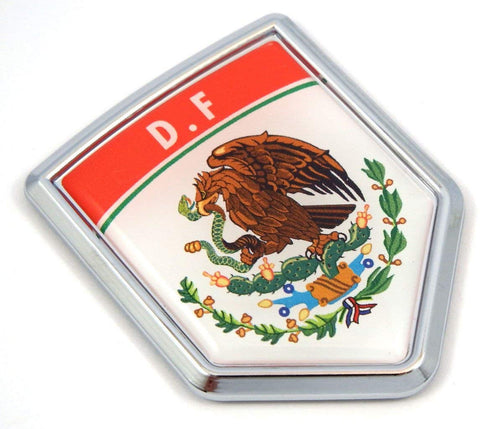 DF D.F Mexico Flag Mexican Car Emblem Chrome Bike Decal 3D Sticker MX27