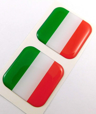 Italy Italia Italian Flag Square Domed Decal car Bike Gel Stickers 1.5" 2pc