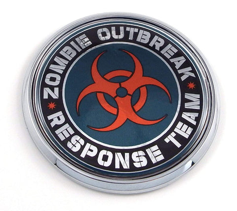 Zombie Outbreak 2.75" Car Chrome Round Emblem Decal 3D Badge